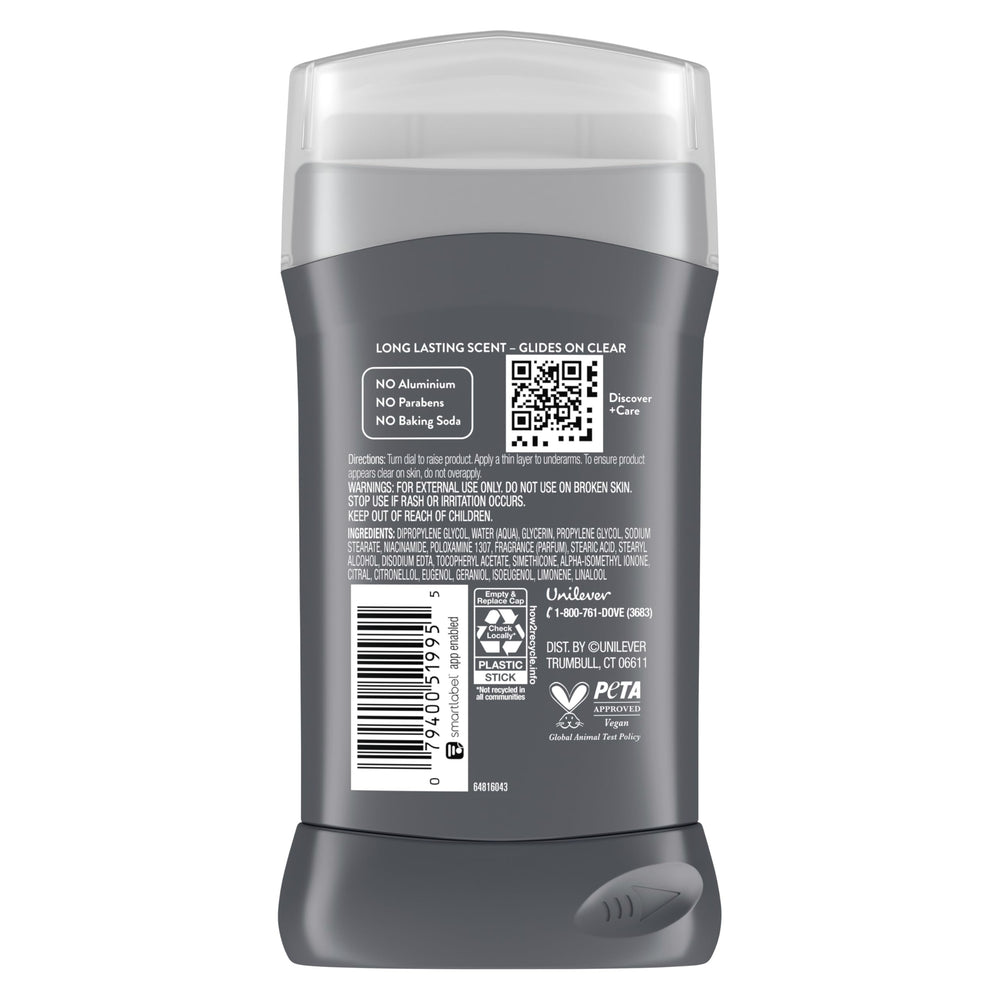 DOVE MEN+CARE Déodorant sans aluminium en stick, protection 72 heures.