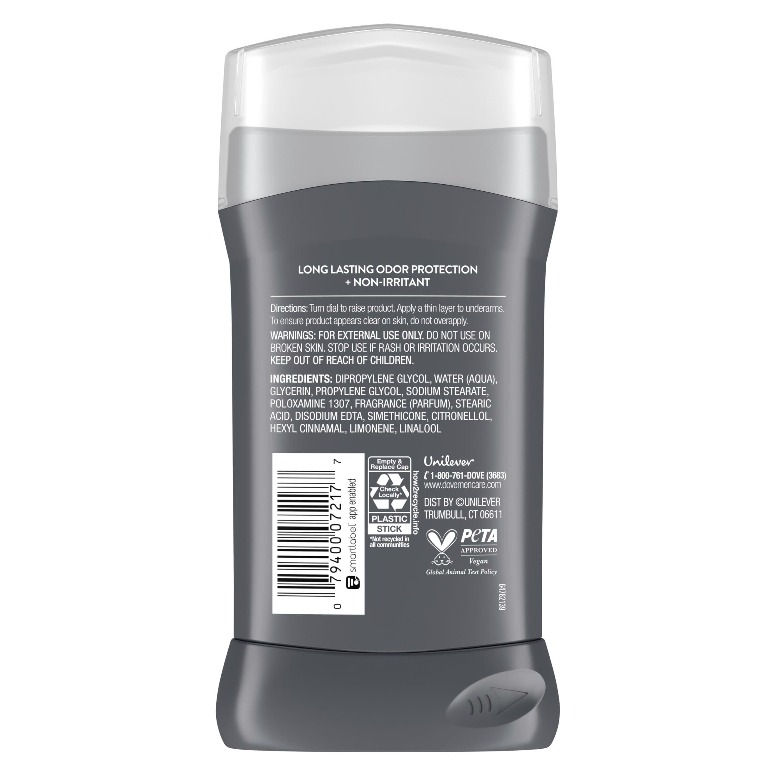 Dove Men+Care Déodorant Stick Extra Frais au parfum bergamote, lavande et santal.