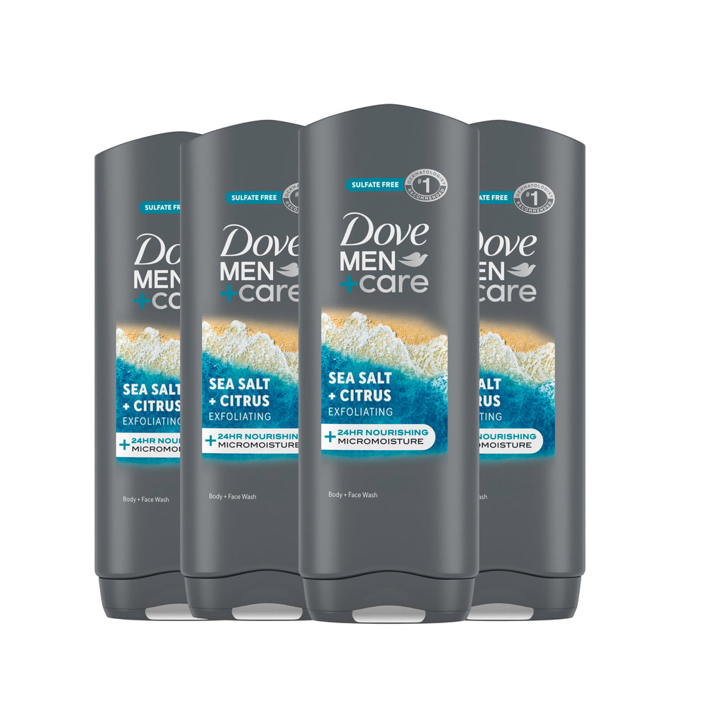 DOVE MEN + CARE bouteille exfoliante sel marin agrumes, hydratation durable