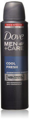Dove Men + Care Dry Spray Cool Fresh bottle close-up showing long-lasting protection.