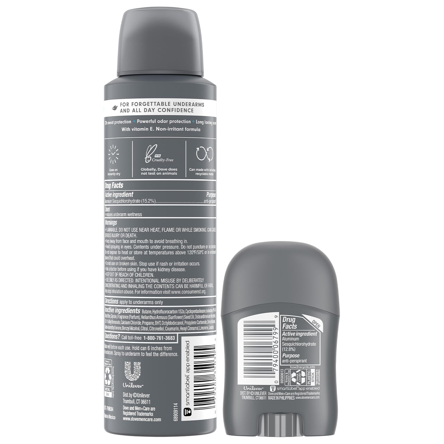 Dove Men+Care Dry Spray – emballage élégant et parfum durable.