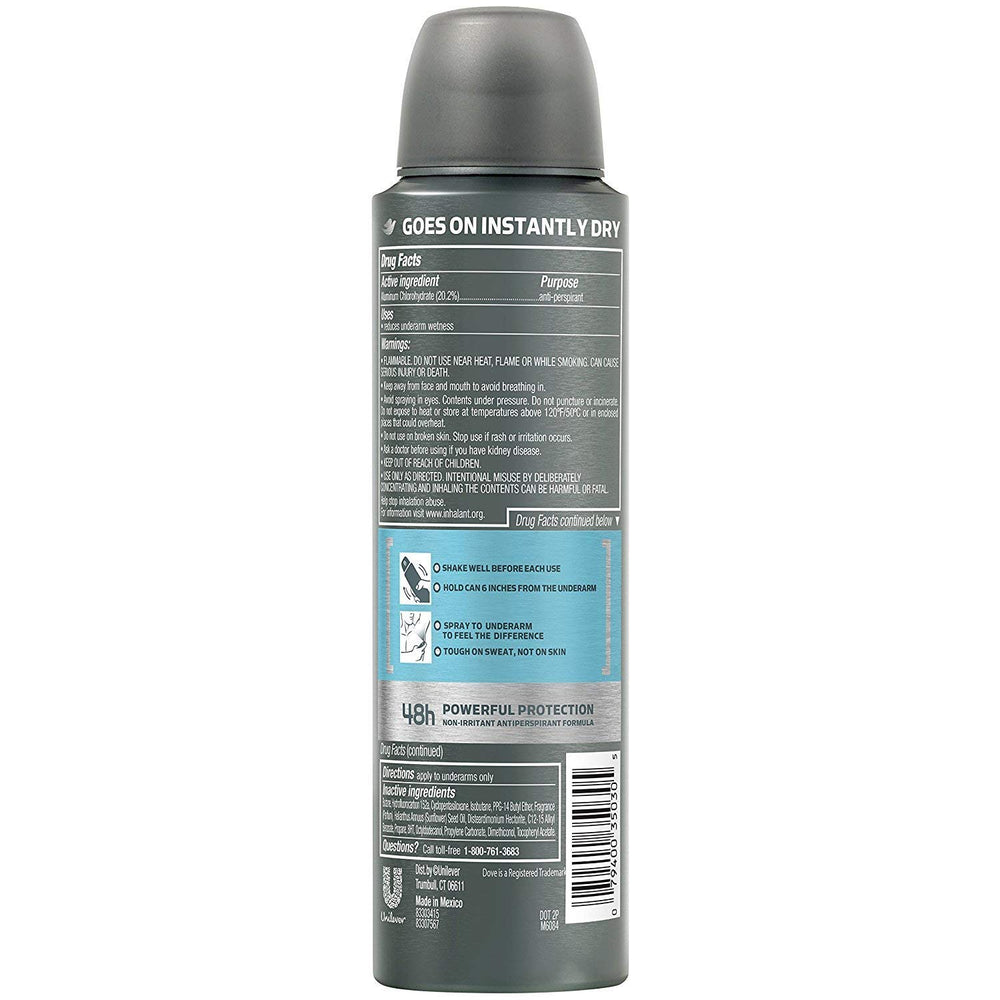 Dove Men + Care Dry Spray, protection 48 heures contre transpiration et odeur.