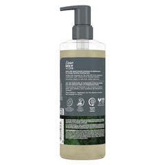 Étiquette Dove Men+Care illustrant ingrédients naturels et efficacité.