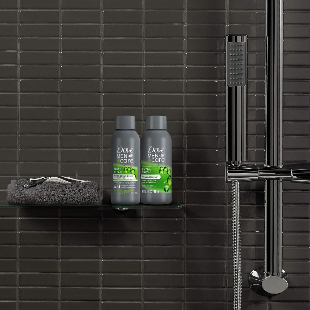 Gouttelettes MicroMoisture visibles dans le gel Dove Men+Care pour hydratation.