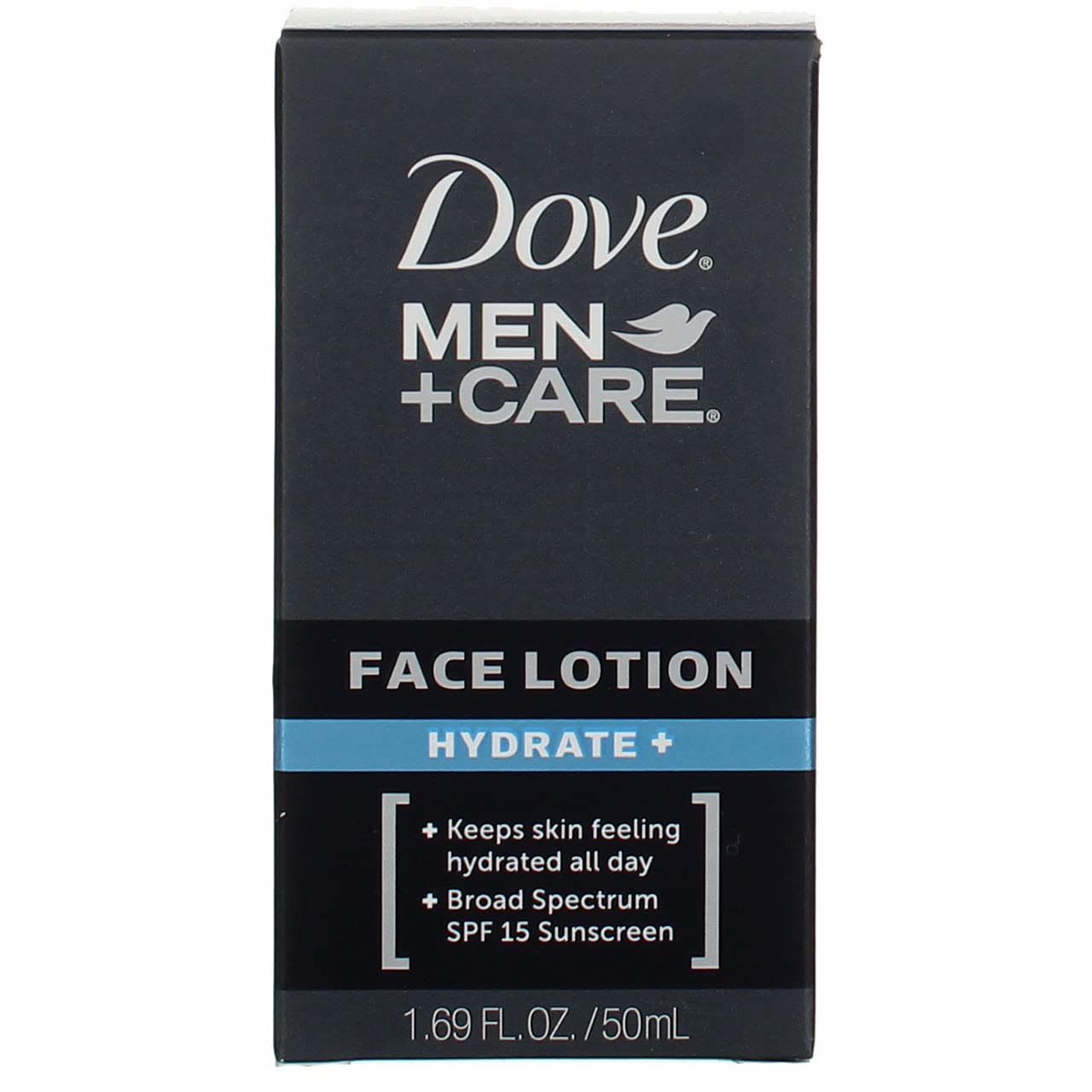 Dove Men+Care Hydrate Plus SPF15, protection solaire légère intégrée.