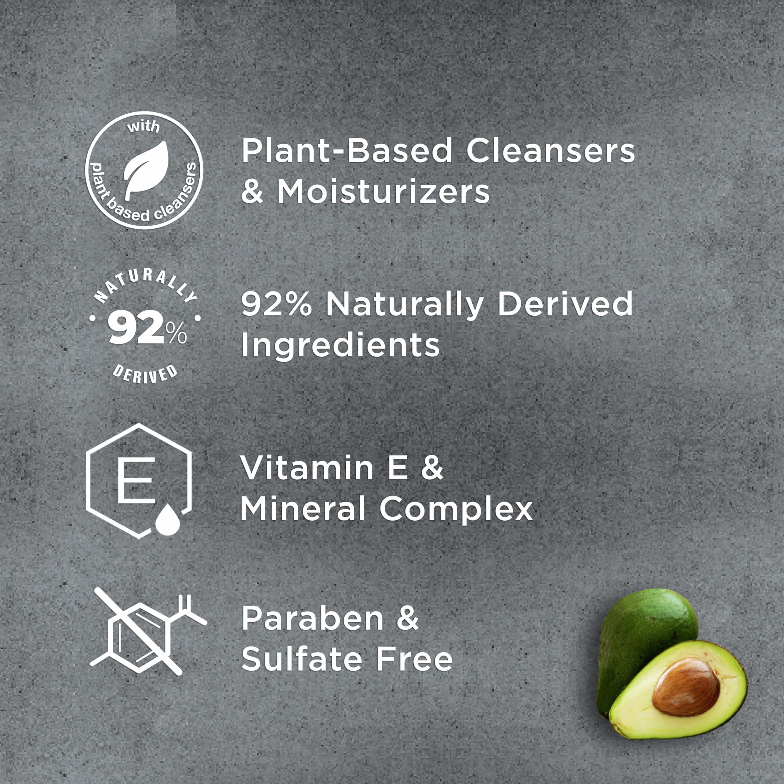 Focus sur huile d'avocat et vitamine E pour la texture capillaire.
