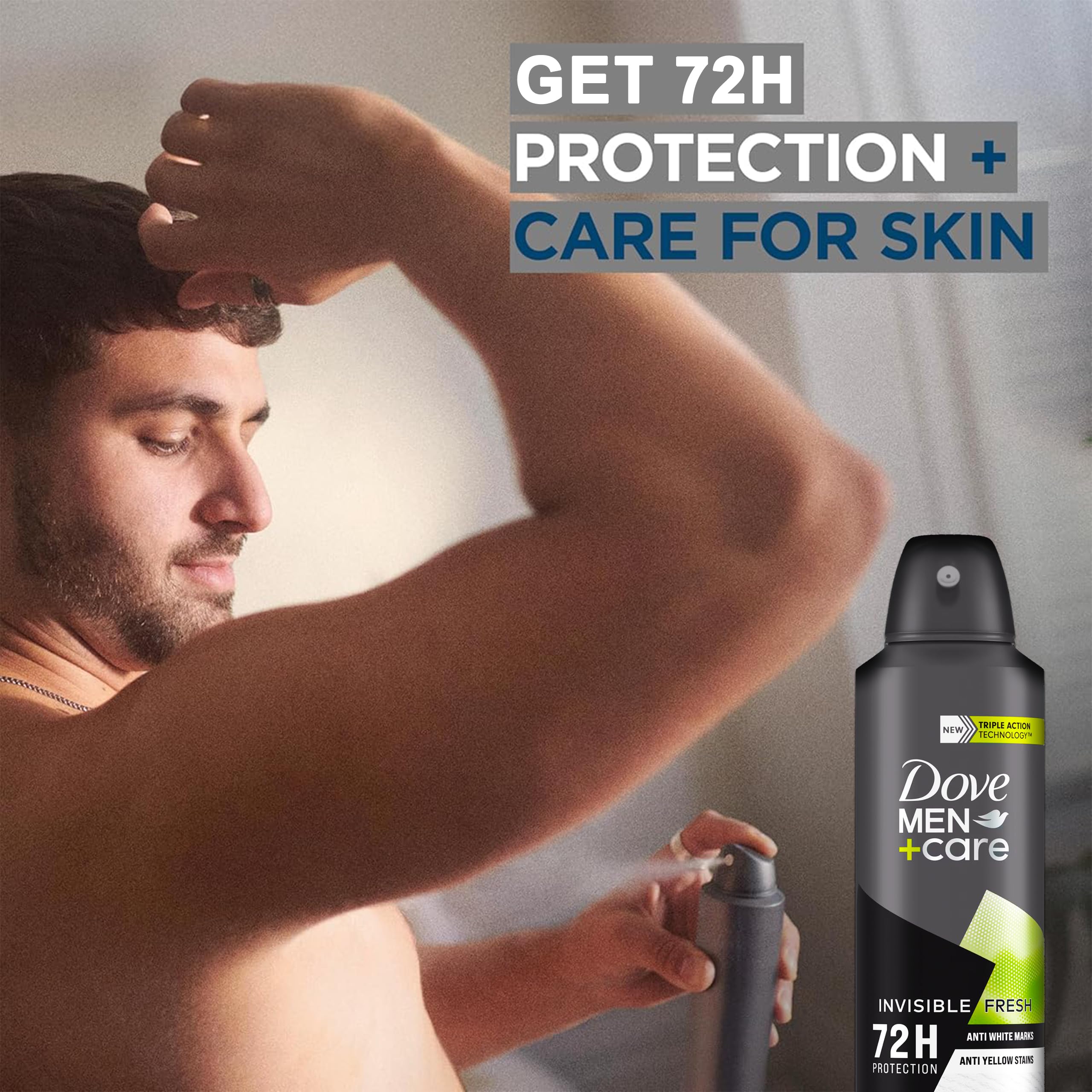 Dove Men+Care Invisible Fresh sans-traces-blanches — fini invisible sur tissus foncés.