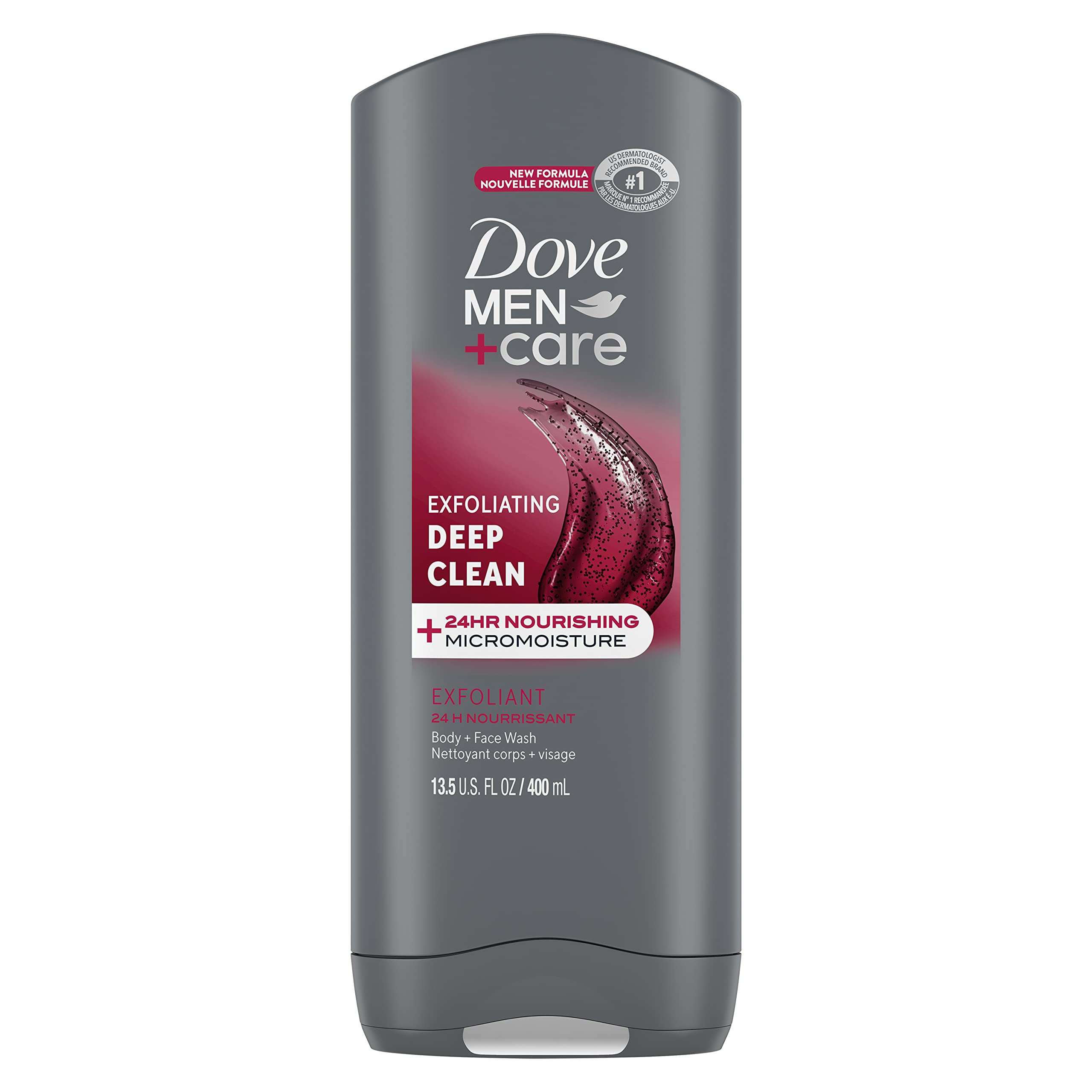 Dove Men+Care Deep Clean : bouteille exfoliante pour hydratation durable.