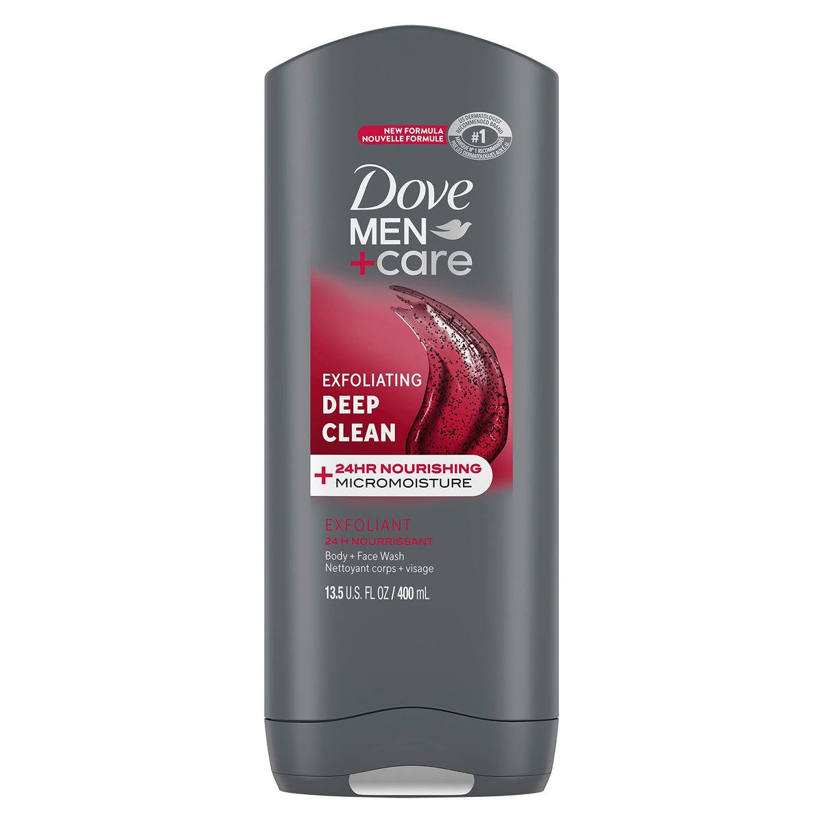 Dove Men+Care Deep Clean : bouteille exfoliante pour hydratation durable.