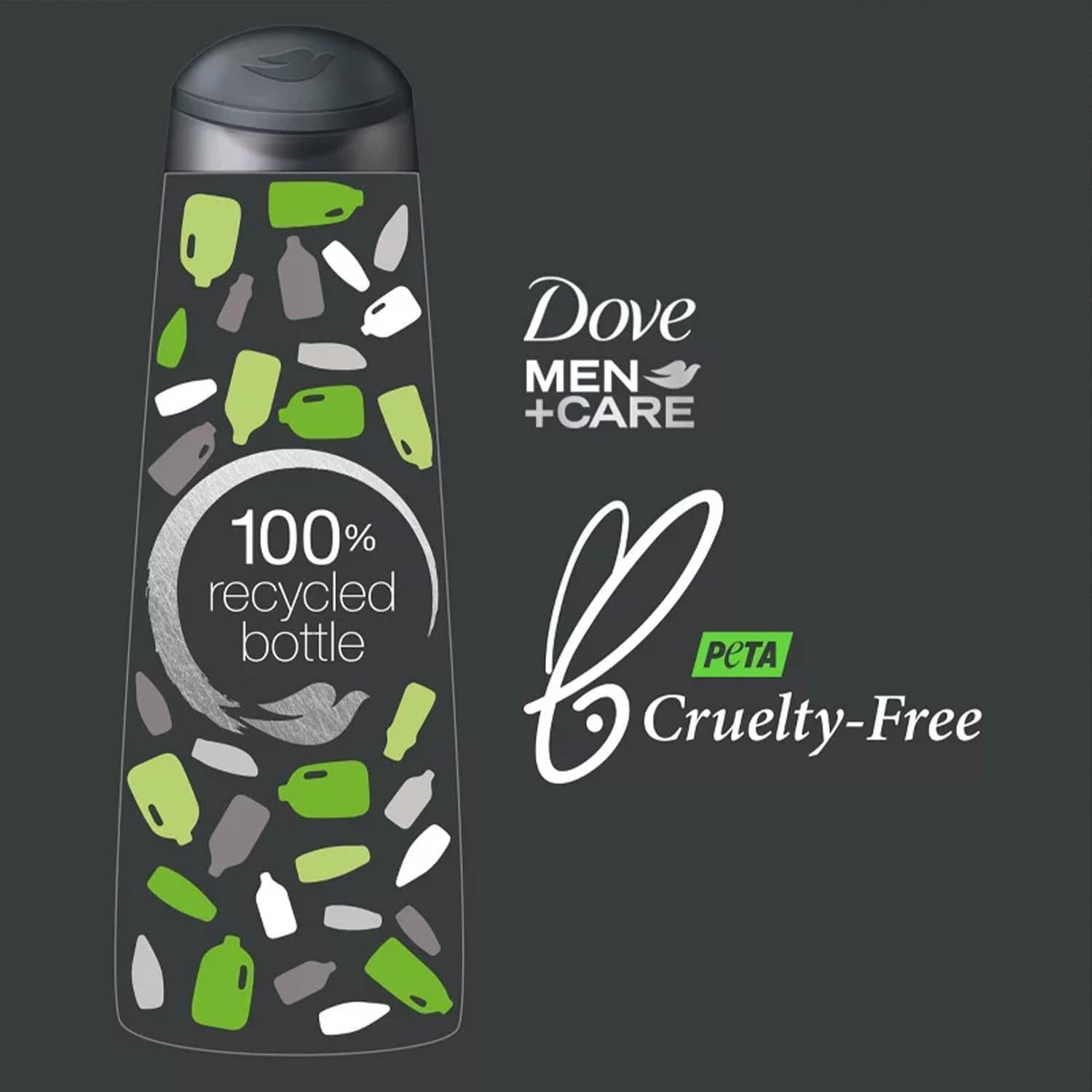 Logo Cruauté animale PETA Dove Men+Care, produits sans cruauté et respectueux.