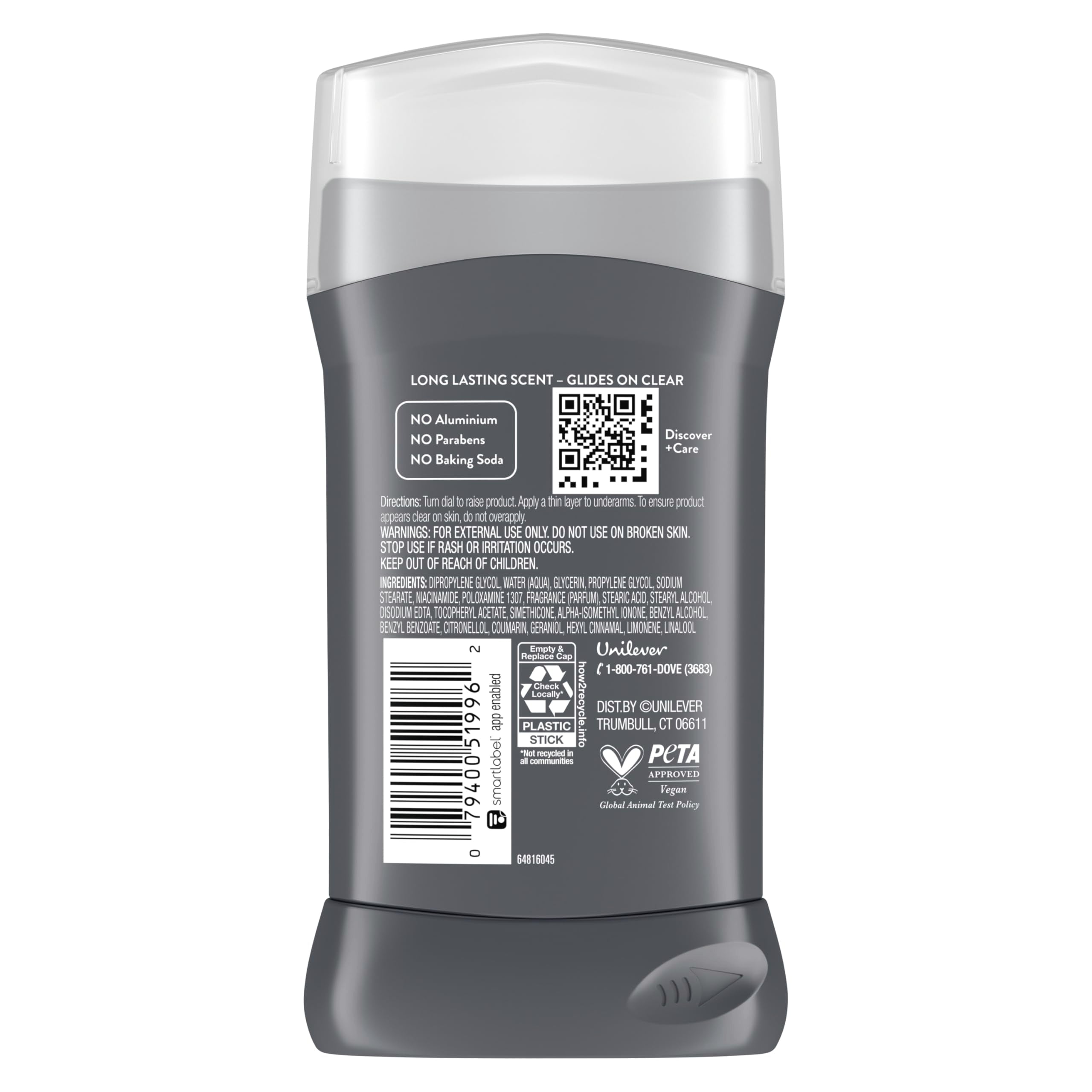 Emballage Dove Men+Care Déodorant Eucalyptus Sauvage, présentation pratique.