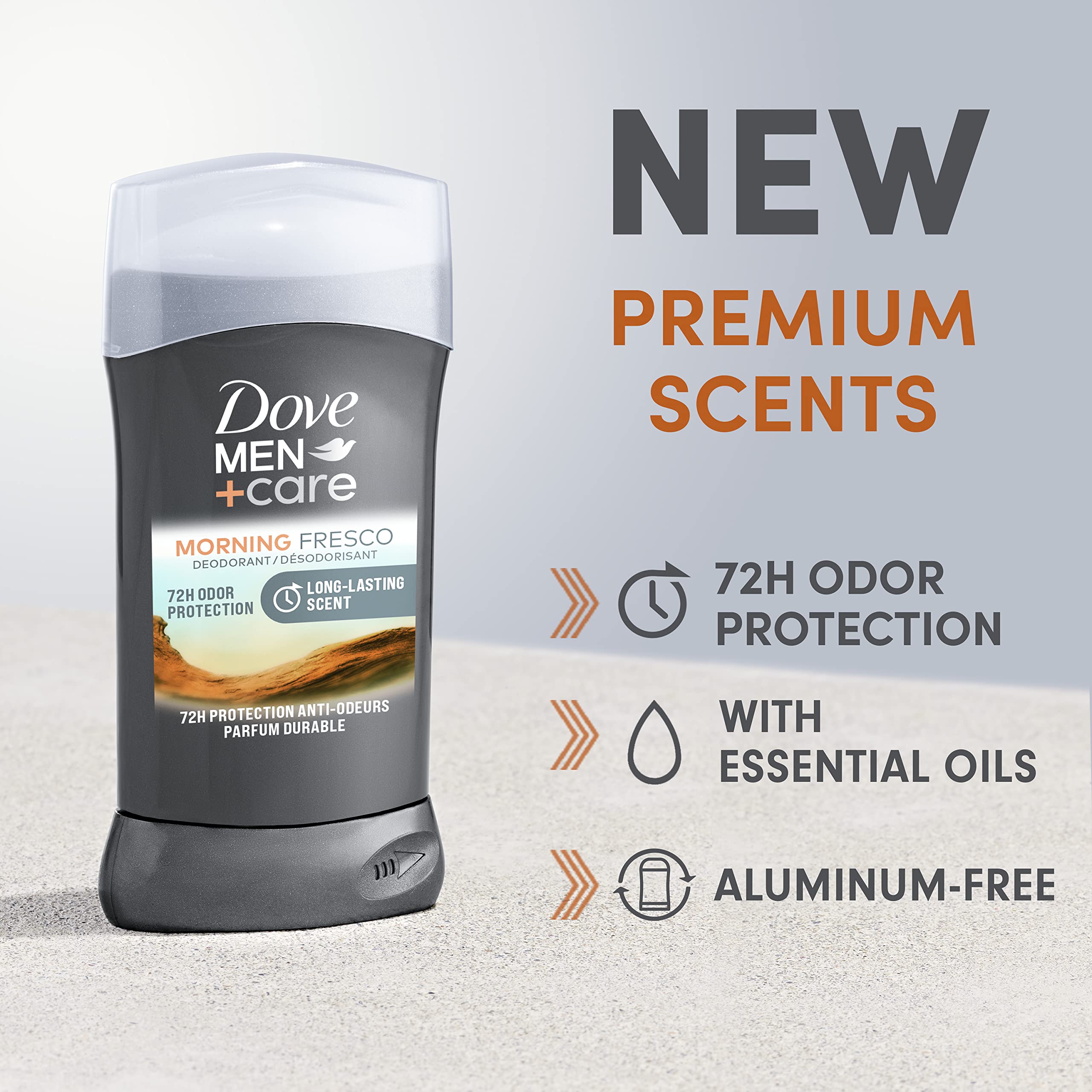 Protection 72 h contre les odeurs avec Morning Fresco DOVE MEN + CARE.