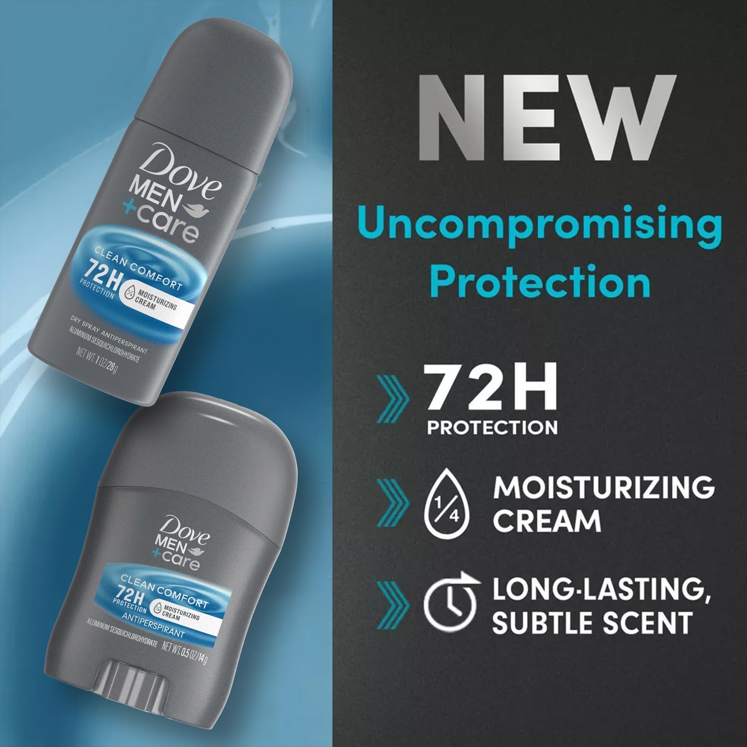 Protection 72 h Dove Men+Care : contre les odeurs et la transpiration.