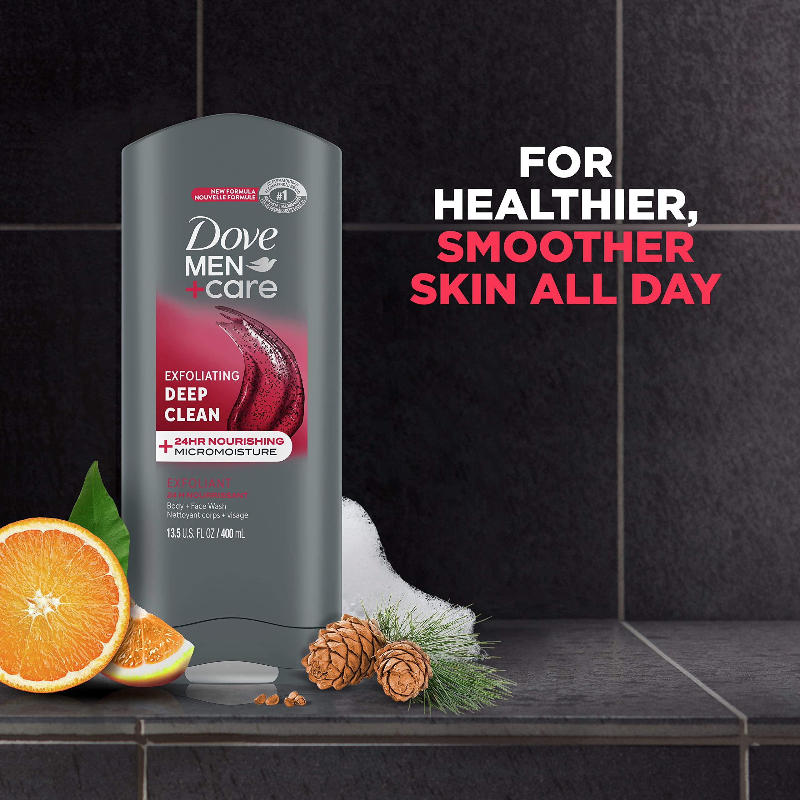 Dove Men+Care : senteur citron frais et cèdre masculin.
