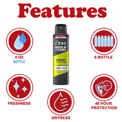 Emballage distinct Dove Men+Care Sport Active+Fresh, repère rapide pour l'utilisation quotidienne.