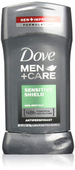 Dove Men+Care Sensitive Shield en emballage, format stick pratique pour l'usage quotidien.