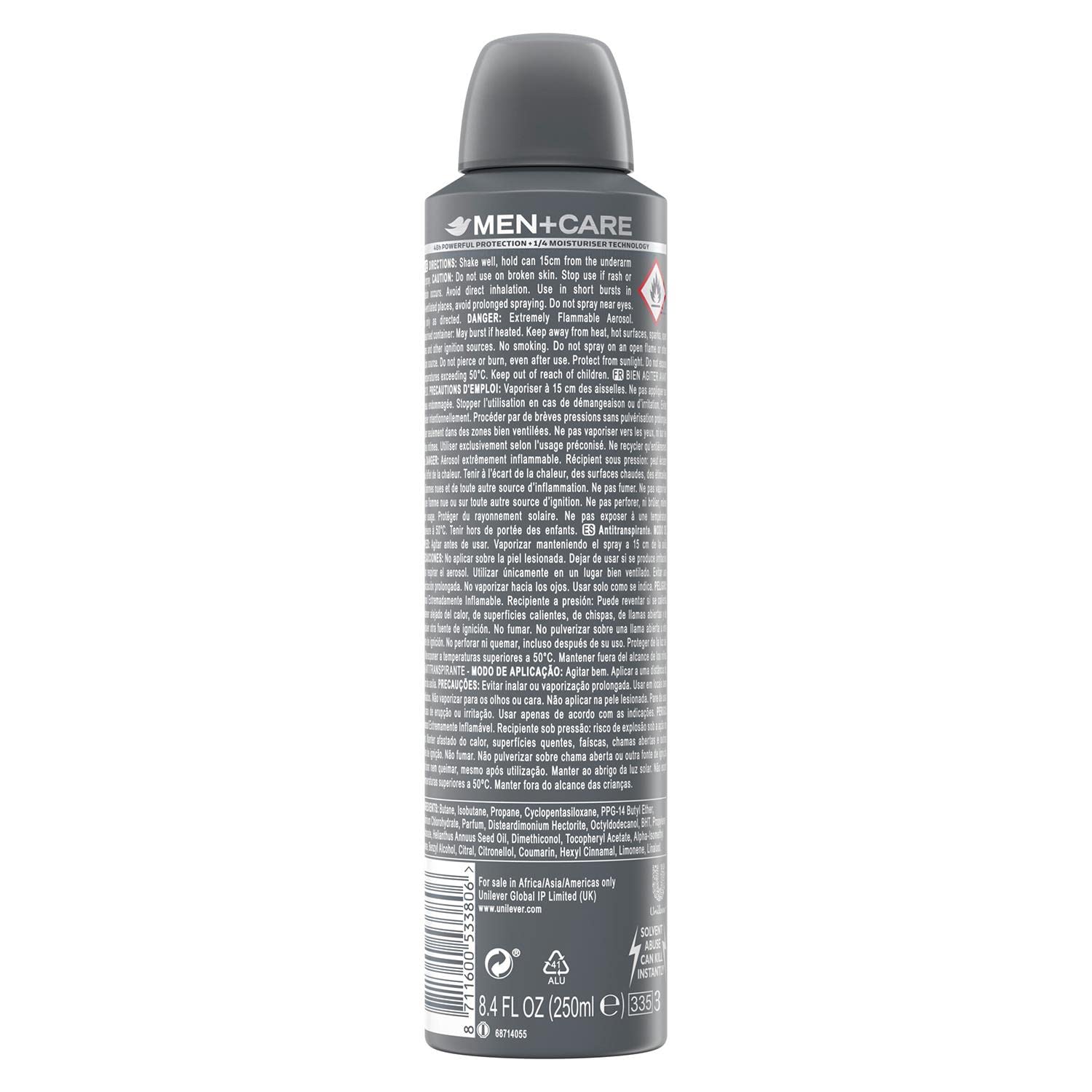 DOVE MEN + CARE protection 48 heures sans résidu sur la peau