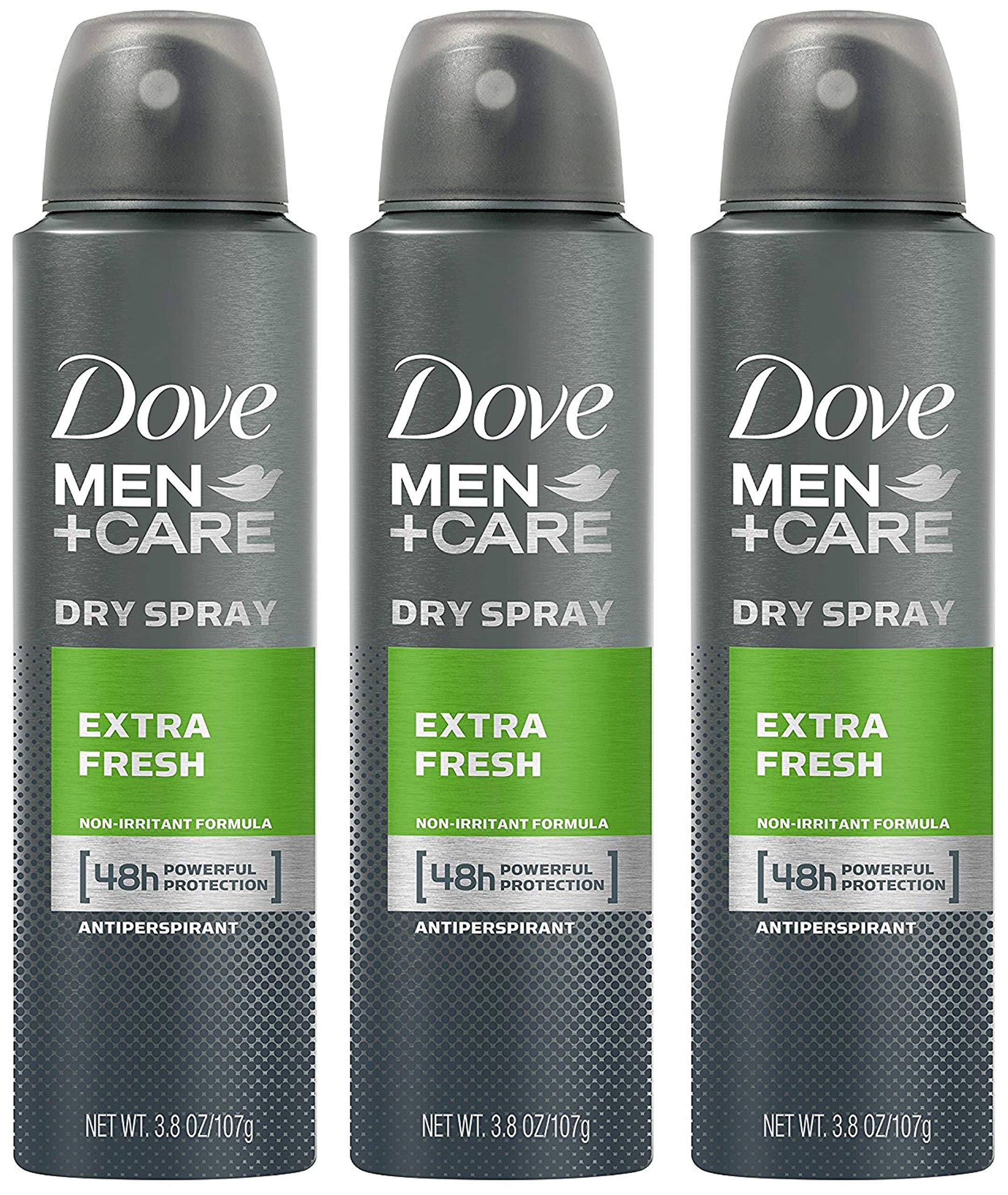 Dove Men Extra Fresh bottle front view offering long-lasting freshness