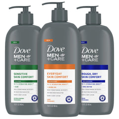 Lotion Dove Men+Care pour peau très sèche au beurre de karité, hydratation longue durée.