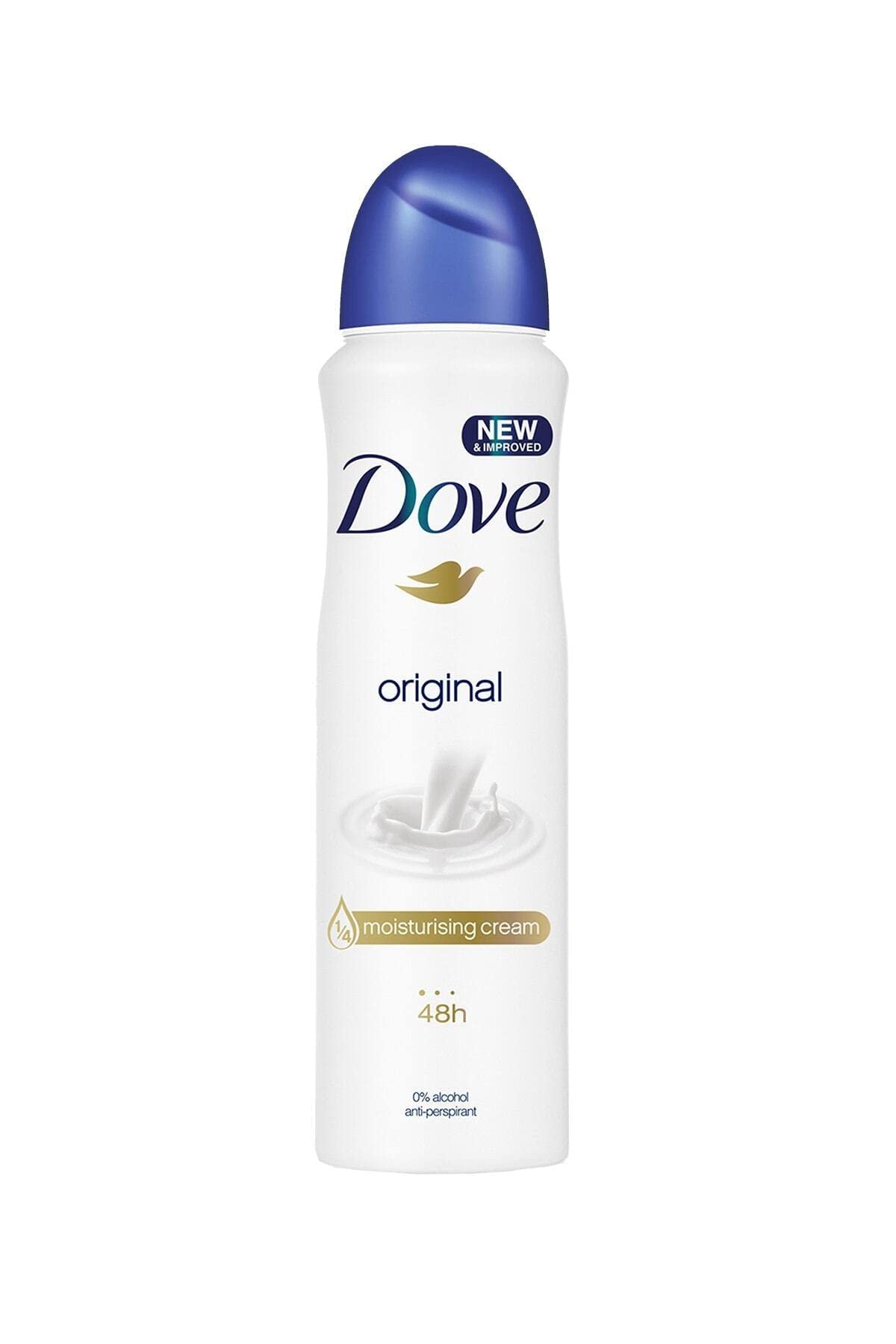 Dove Original Antiperspirant, bouteille 150 ml, offre une fraîcheur durable tout au long de la journée.