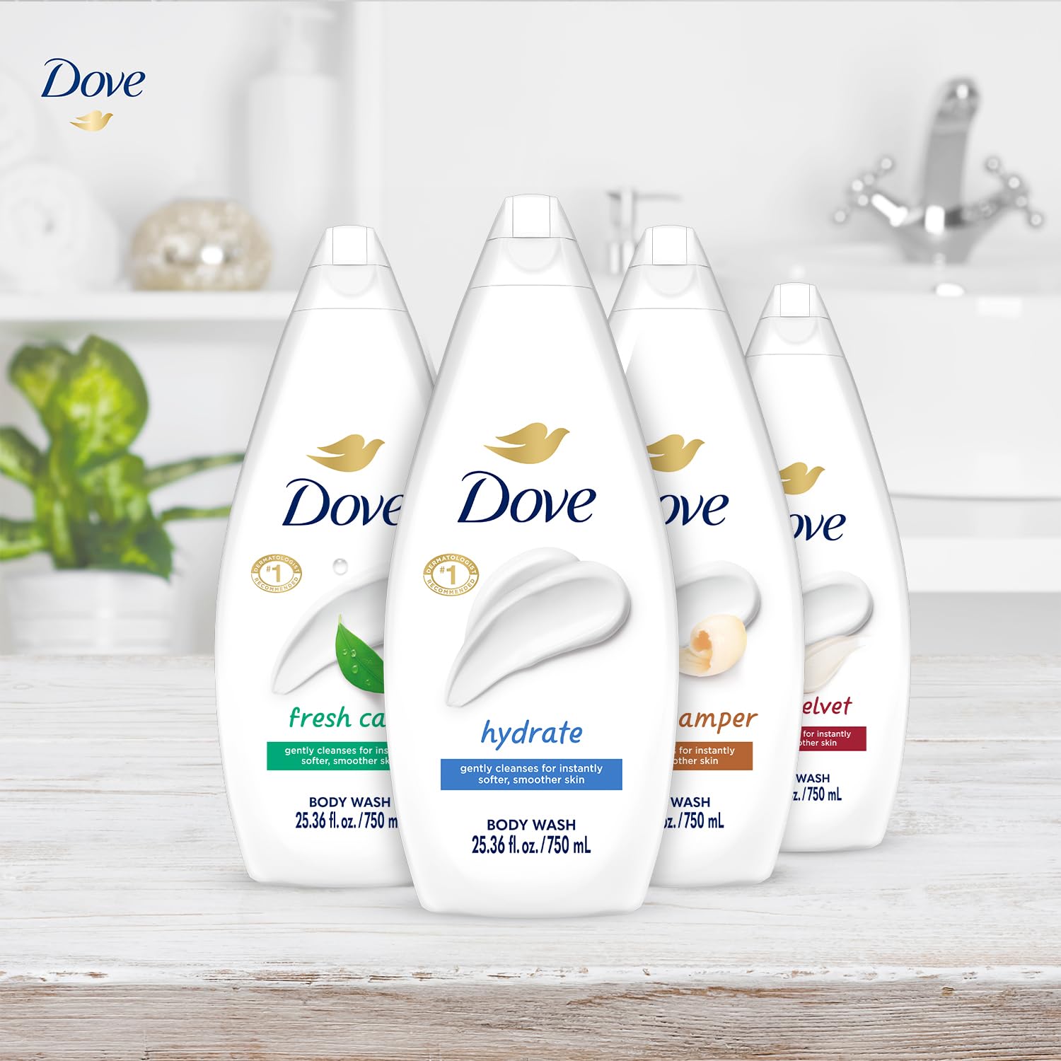 Dove Pack 6 Bouteilles: présentation pratique pour recharger votre routine douche.
