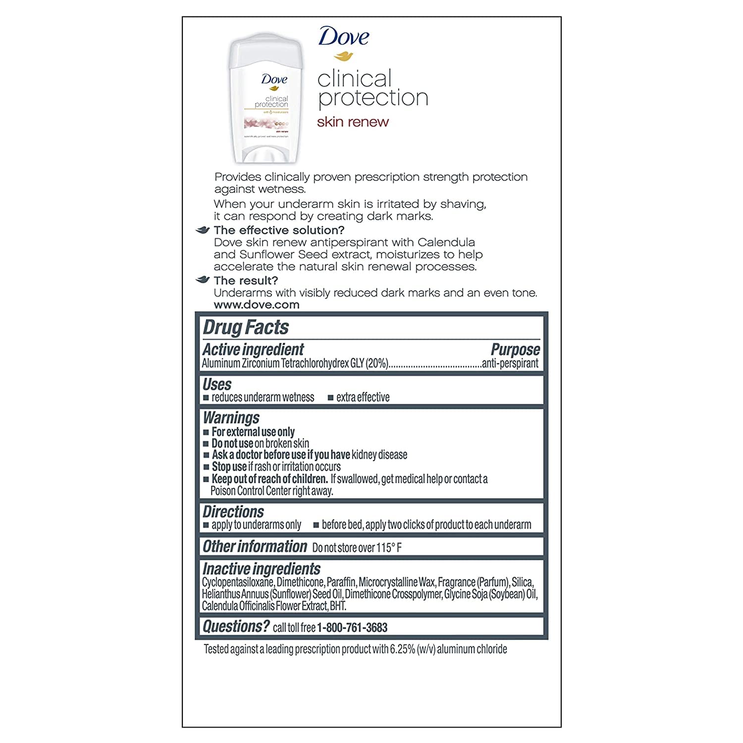 Dove Protection Clinique — formulation nourrissante pour la peau sous les bras.