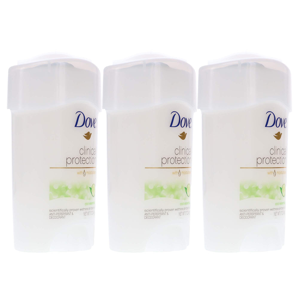 Dove Protection Clinique Frais Essentiels, emballage triple prêt à emporter en voyage.