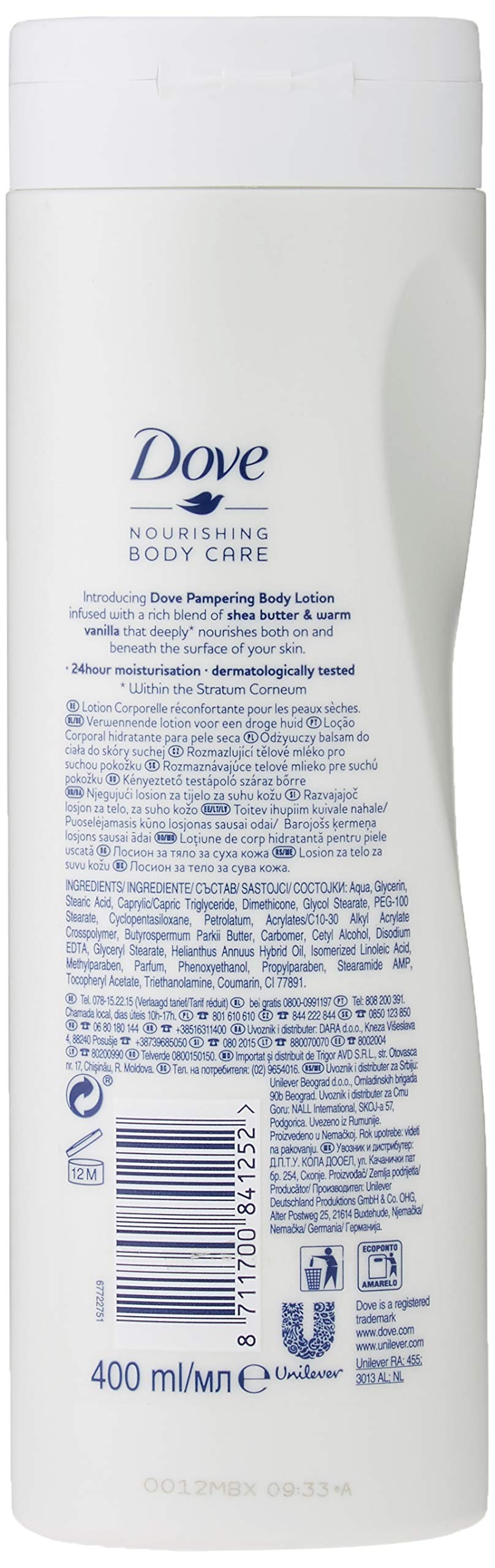 Texture crèmeuse de Dove, application douce sur peau sèche