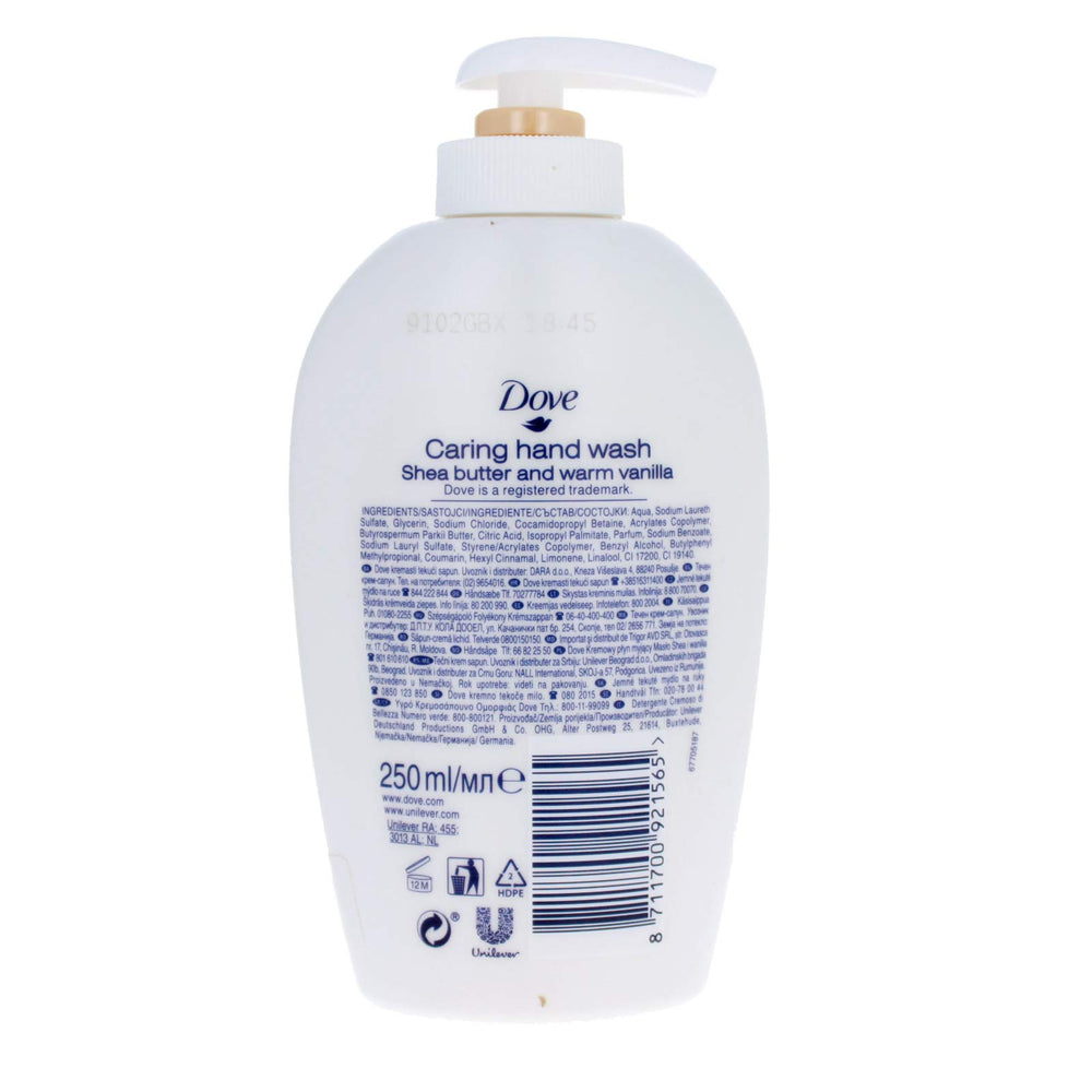 Dove Purely Pampering mousse veloutée vanille, soin mains quotidien.