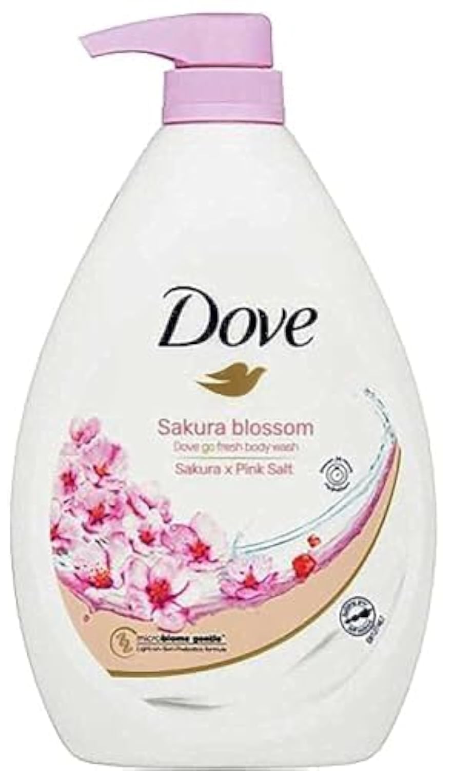 Dove Gel Douche Sakura Blossom au Sel Rose, hydratation légère après la douche.