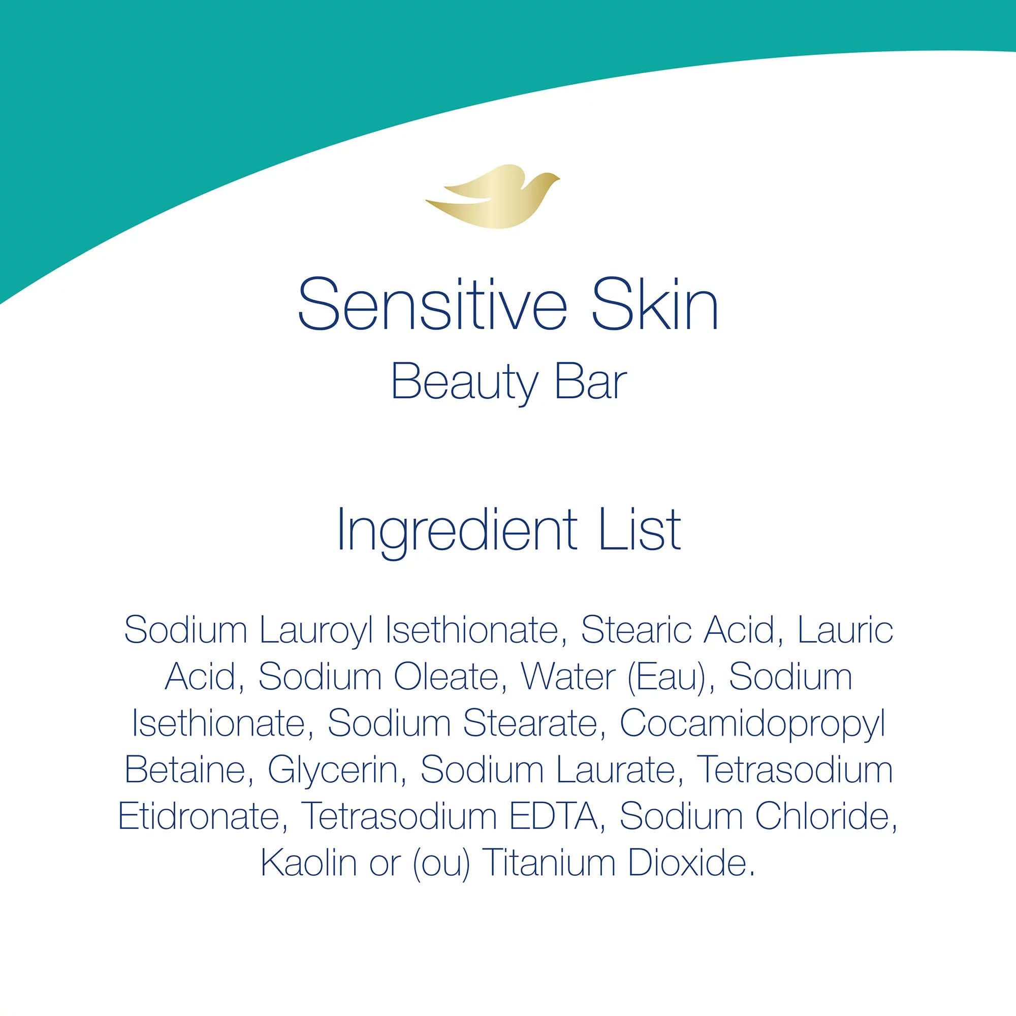 Texture crémeuse Dove, sensation de douceur sur la peau sensible.