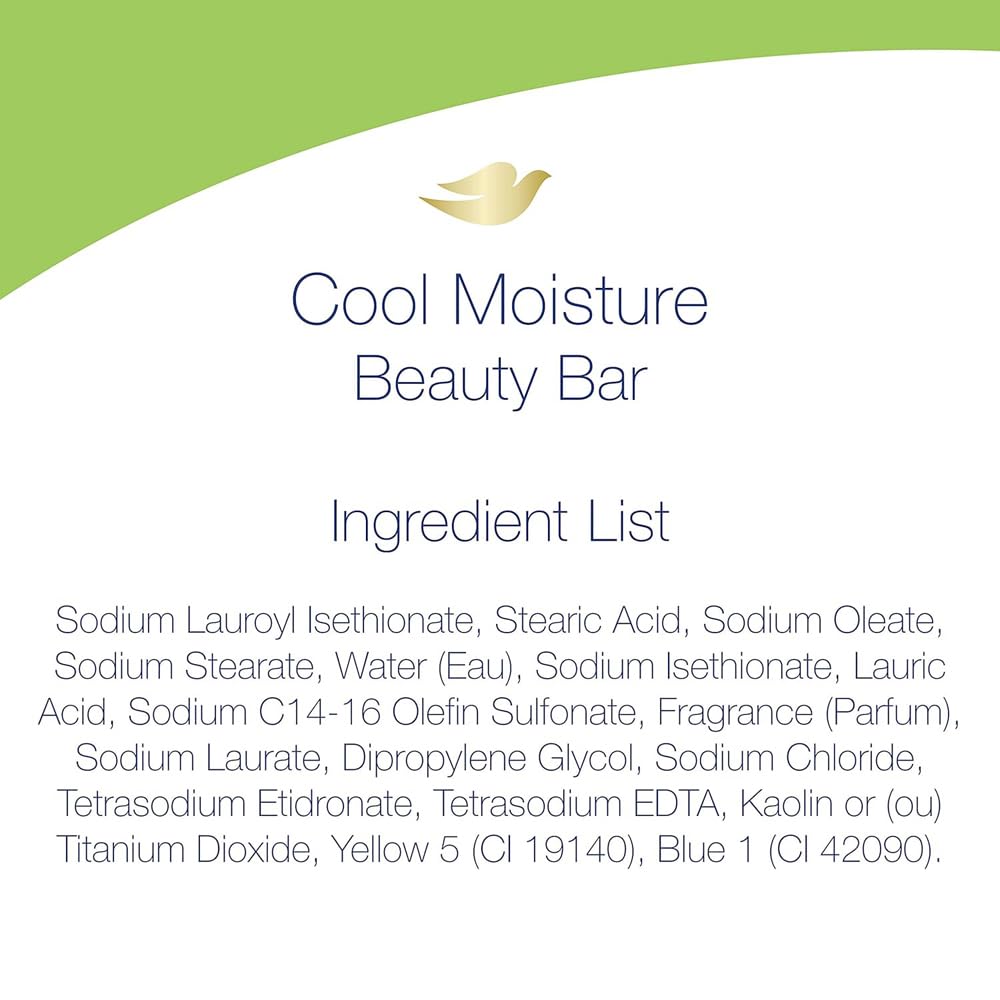 Dove Savon-beaute Concombre Thé Vert, usage quotidien sur le corps.