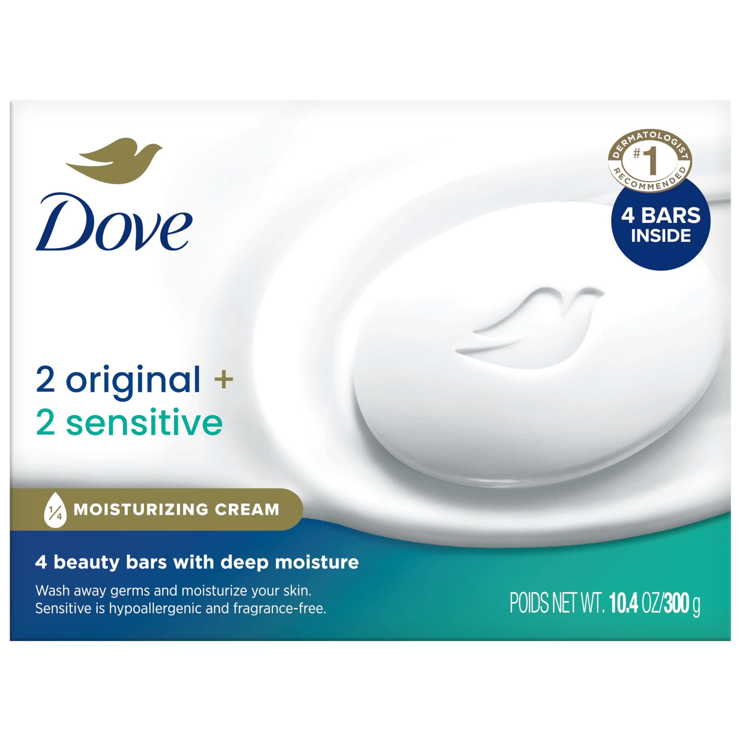 Dove Original en barre, hydratation légère pour visage et corps.