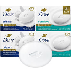 Dove Sensitive en barre, nettoyage doux sans parfum pour peaux sensibles.