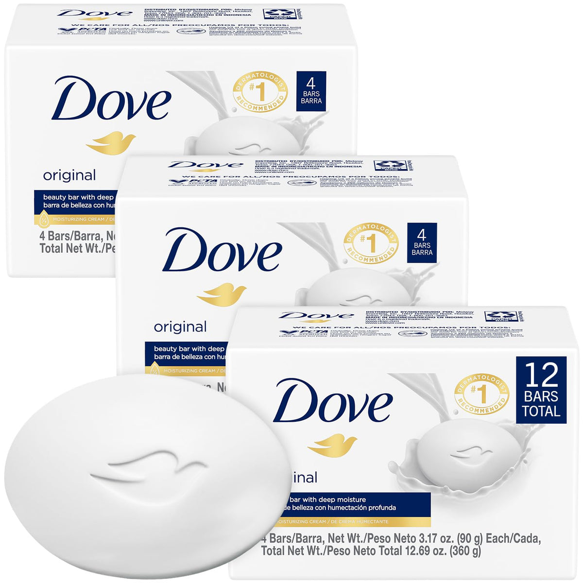 Dove Original Bar visuel d'emballage: hydratation douce pour la peau.