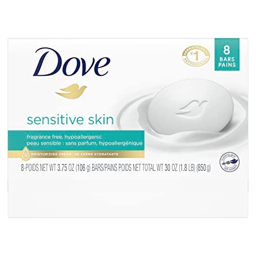 Savon visage-corps-mains Dove sans parfum, hydratation douce.