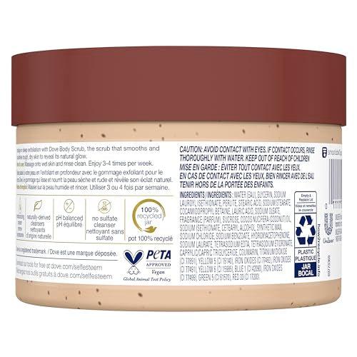 Dove Scrub grains sucre brun, texture fine pour exfolier en douceur