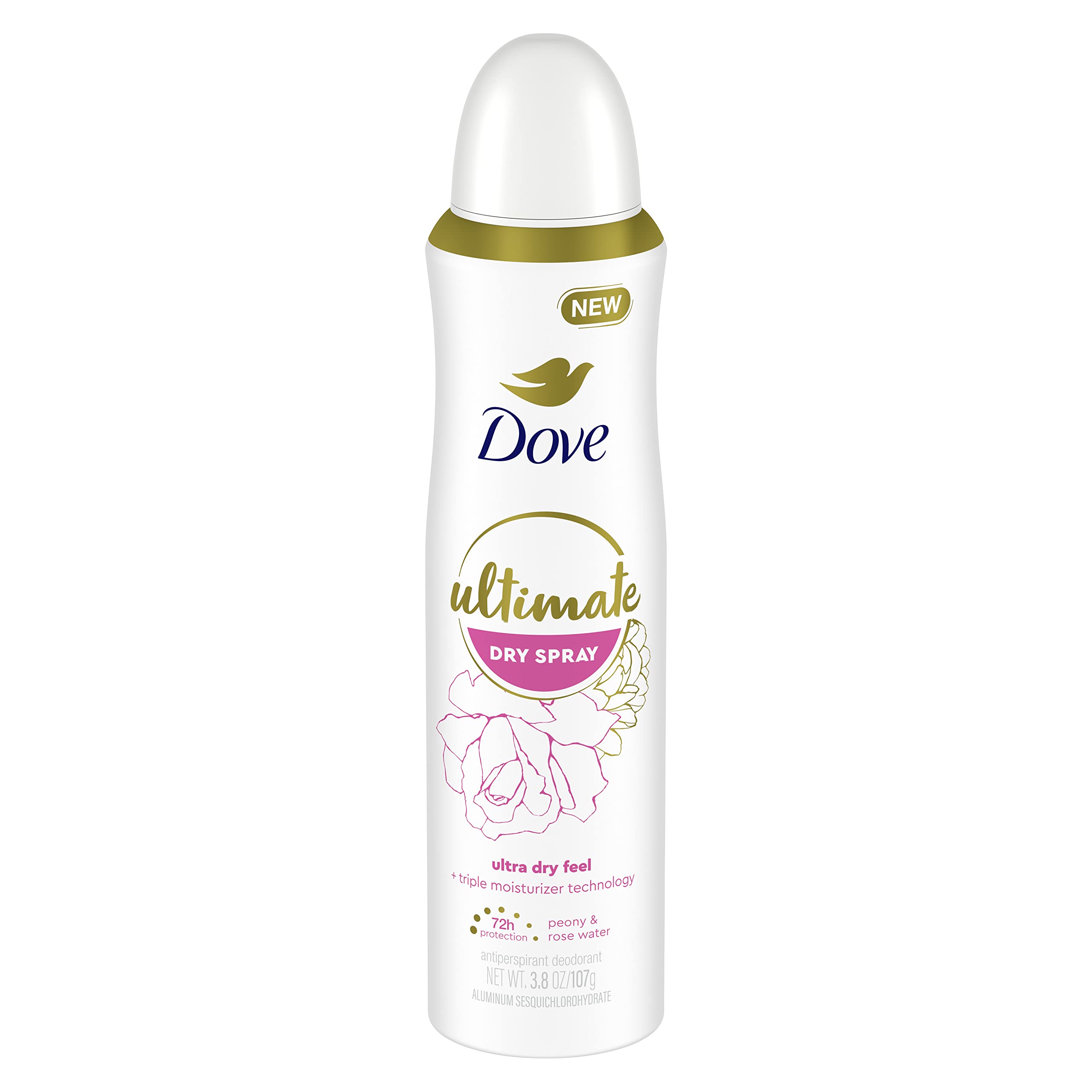Dove Secrets Nourrissants spray-sec en bouteille, hydratation légère et fraîcheur durable.