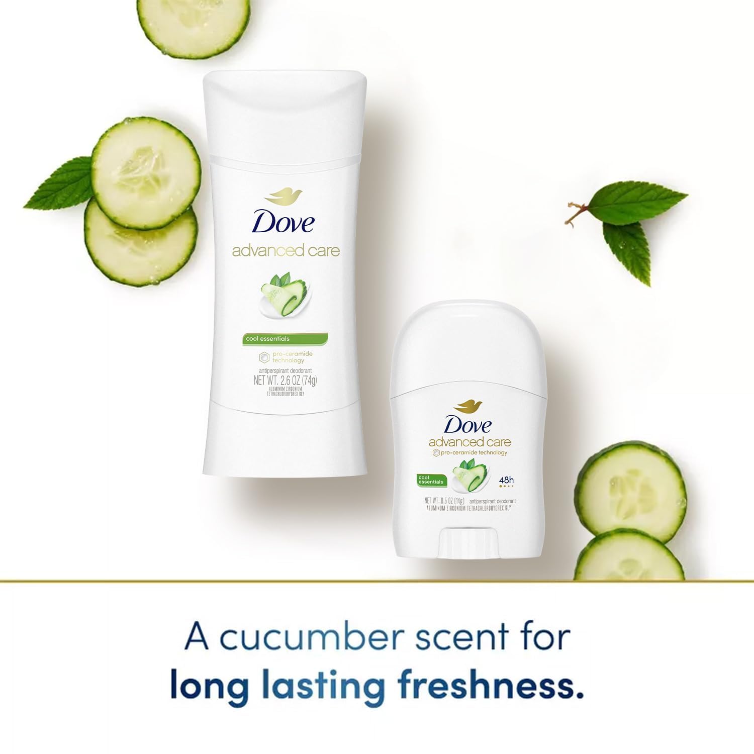 Dove senteur thé vert et concombre, parfum frais et revitalisant.