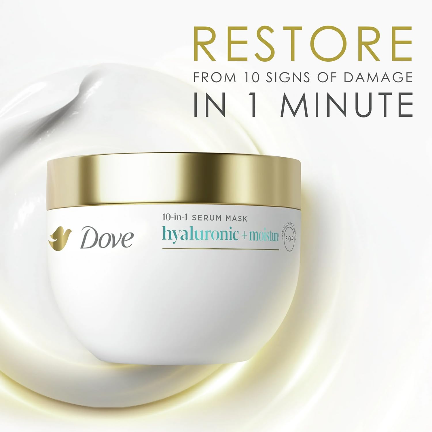 Sérum Dove 10-en-1, texture légère et hydratation ciblée.