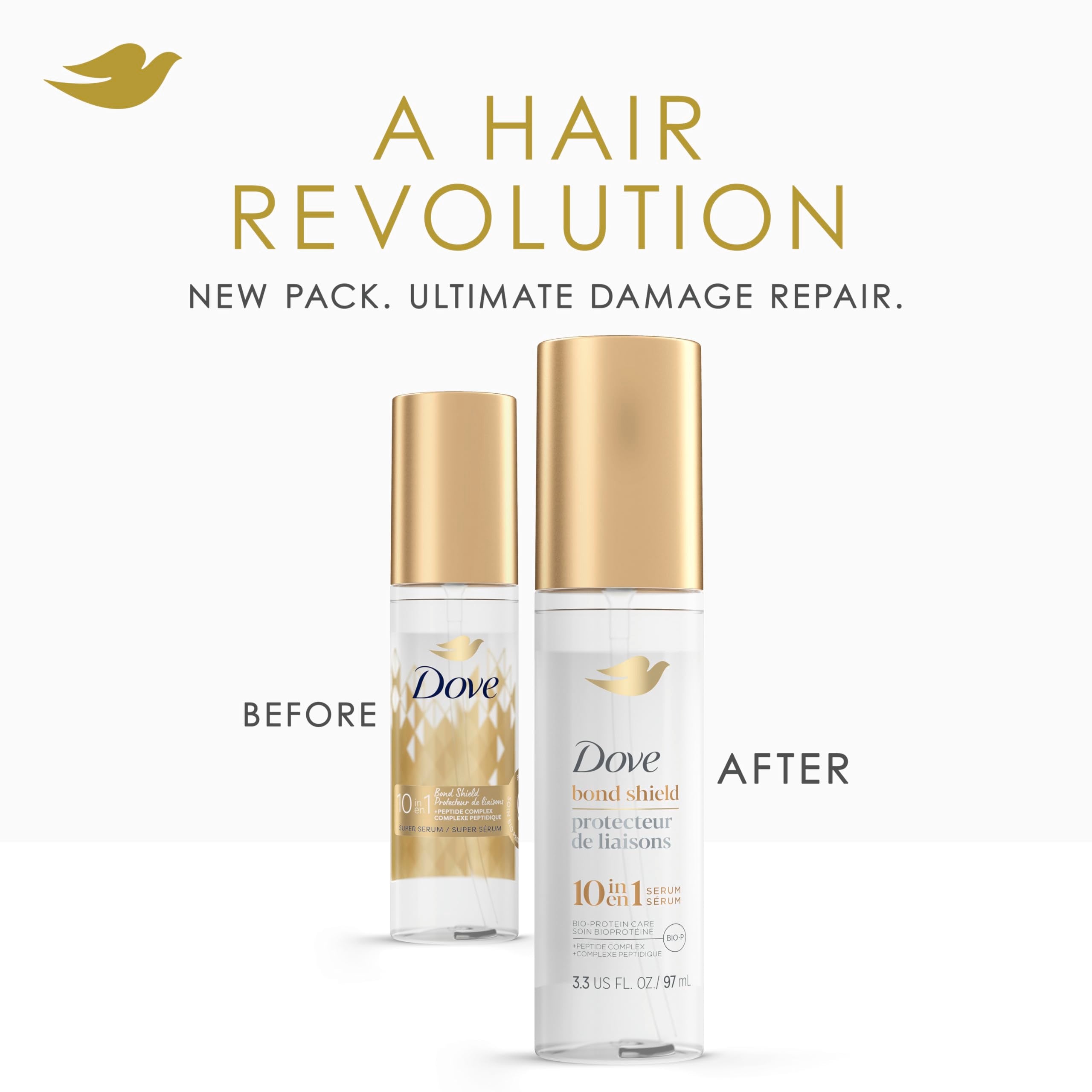 Technologie Bio-Protein Care dans Dove Bond Strength, soutien des liaisons capillaires.