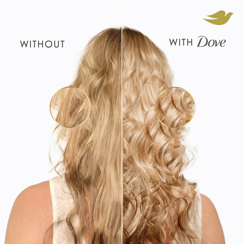 Sérum Dove Bond Strength, effets visibles sur cheveux endommagés après chaque utilisation.