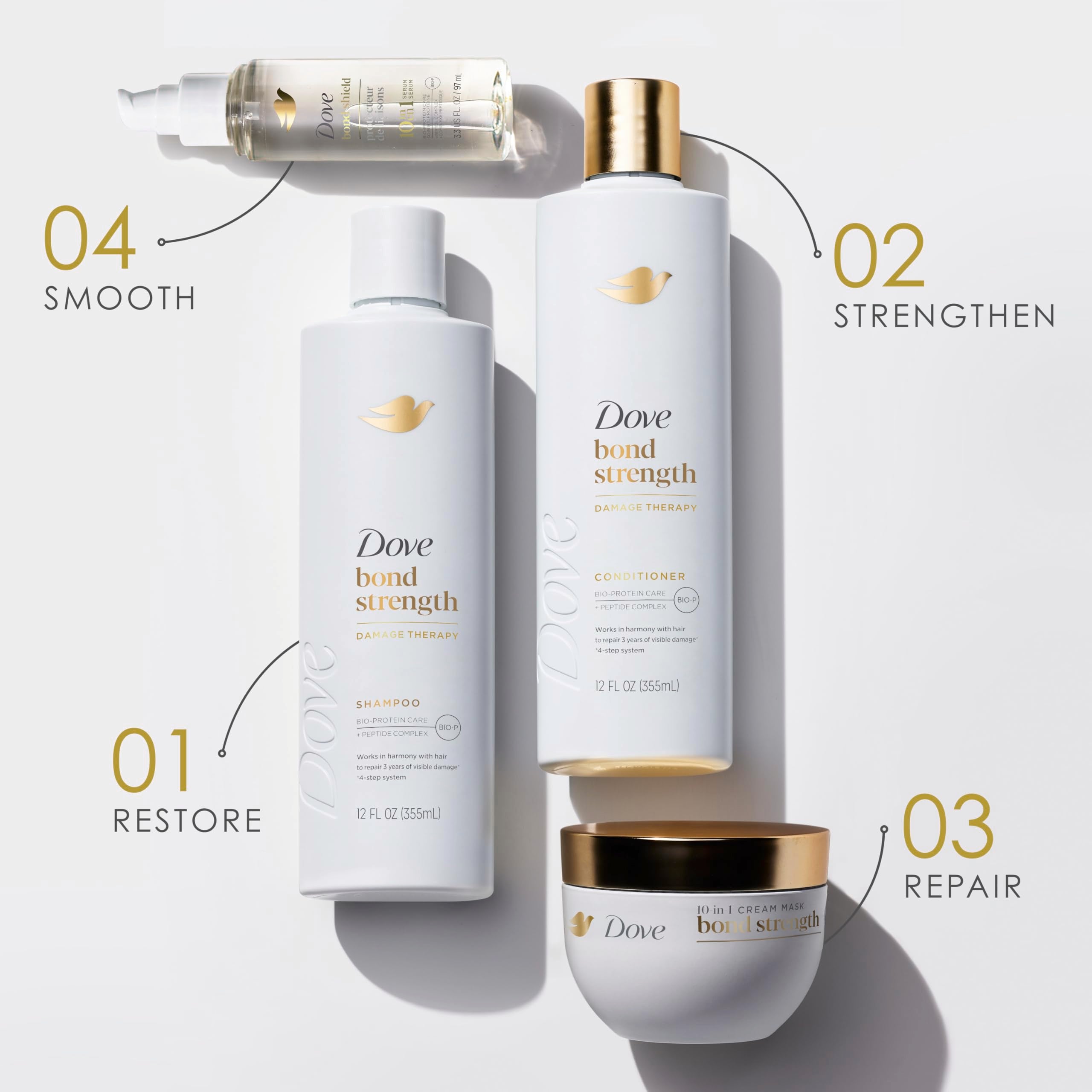 Rituel en 4 étapes avec le sérum Dove Bond Strength.