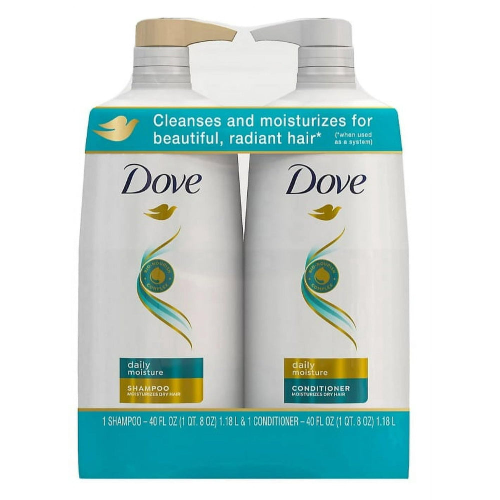 Dove Shampoing Daily Moisture avec pompe, cheveux hydratés et démêlés plus facilement.