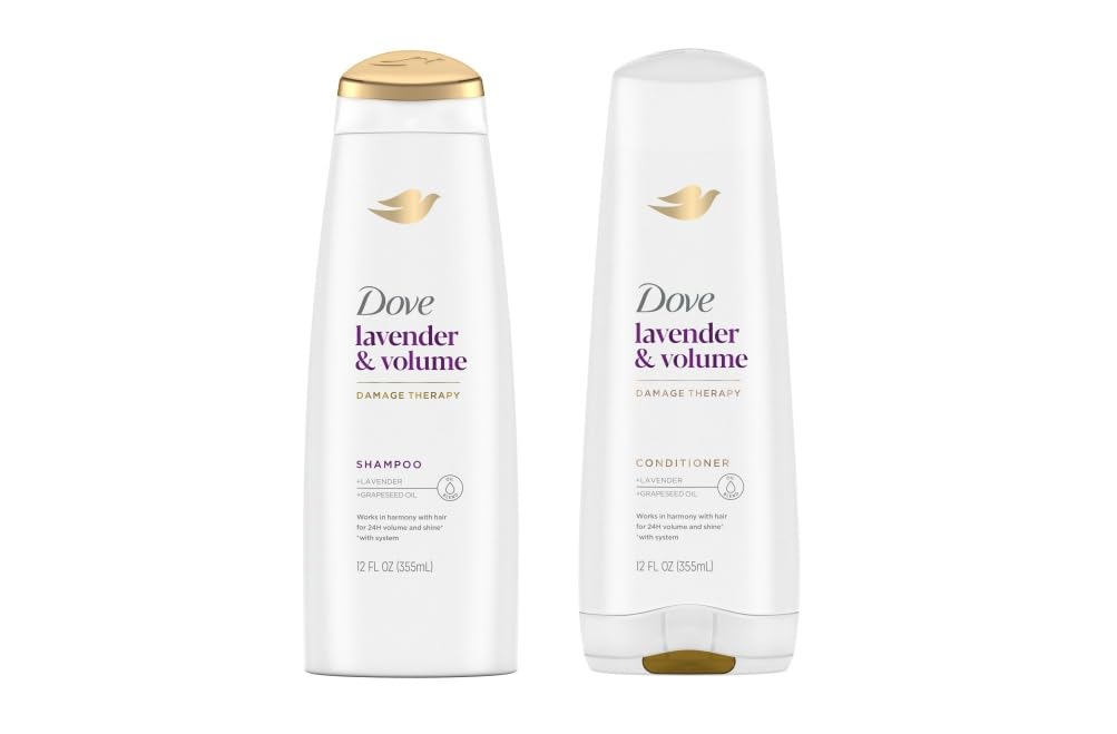 Shampoing épaisissant Dove en bouteille offrant du volume et du corps.