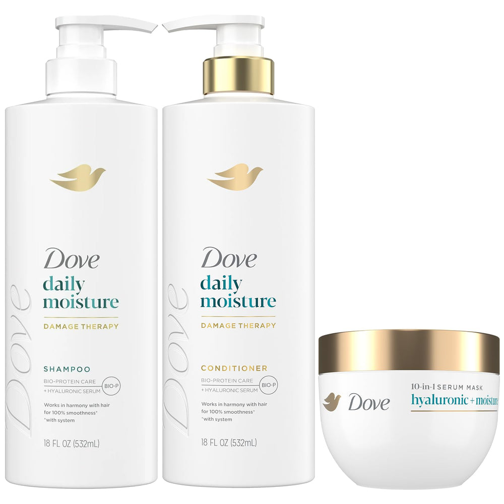 Shampooing Dove Hydratation Quotidienne en flacon-pompe pour cheveux secs.