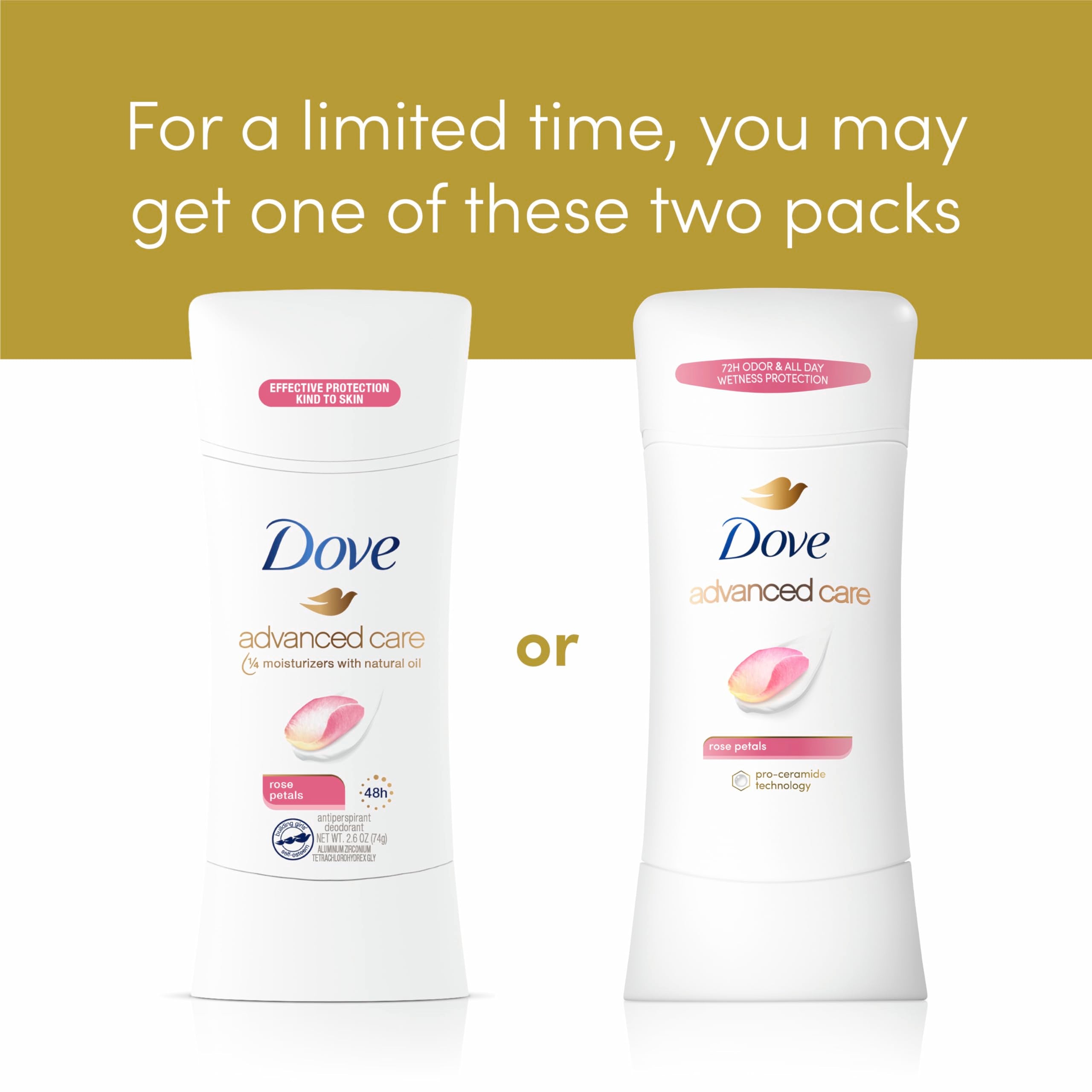 Dove Soin Avance Rose Petales protection contre la sueur au quotidien.