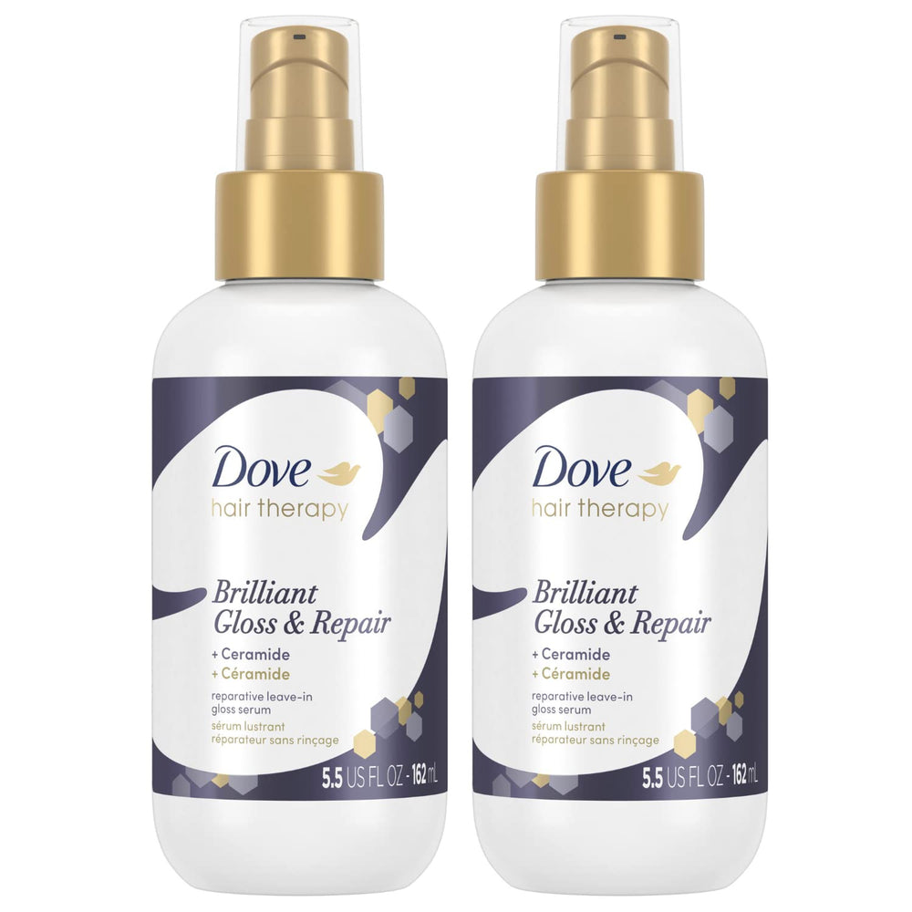 Flacon Dove Hair Therapy, serum brillant pour des cheveux plus lisses et hydratés.