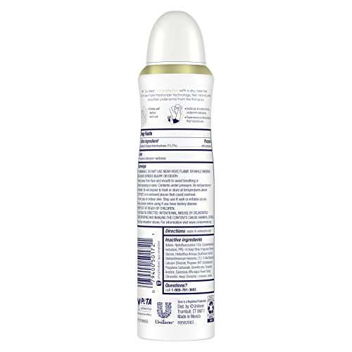Dove Ultimate Dry Spray, spray précis pour une fraîcheur durable.