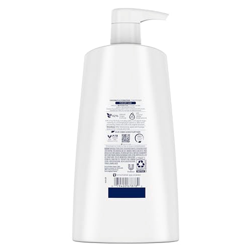 Étiquette Dove montrant les huiles coco, jojoba et amande douce